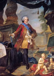 Louis (1729-65) Dauphin von Frankreich mit einem Plan der Belagerung von Tournai, 1747